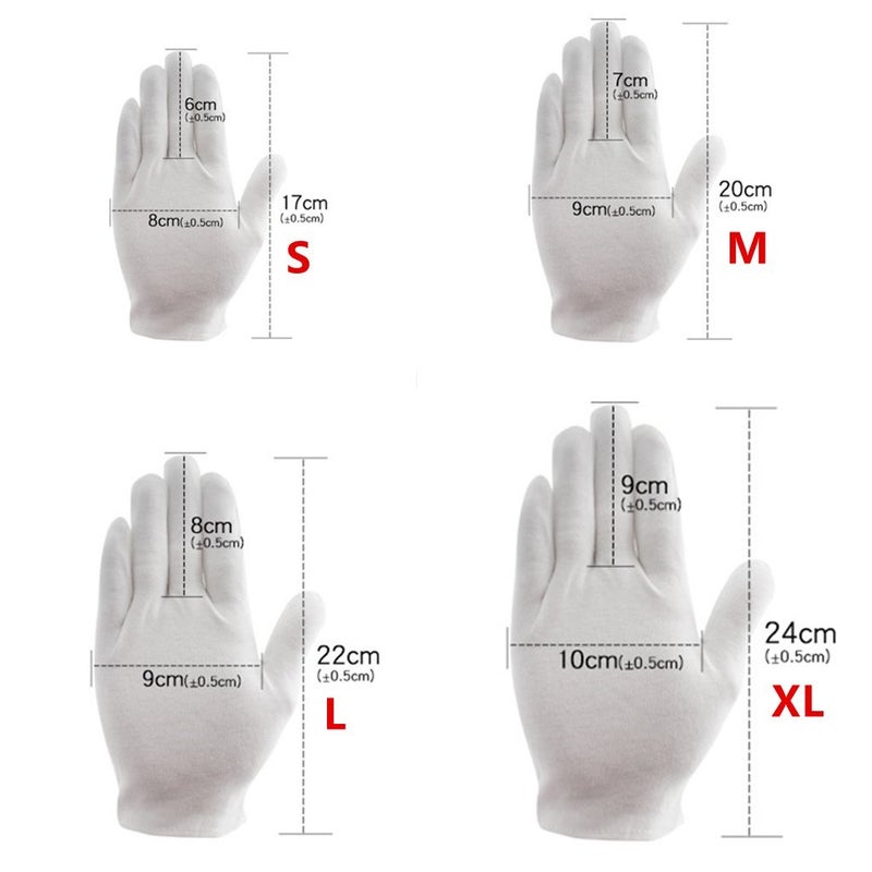DreamHigh DH 12 Pairs White Cotton Gloves Soft mittens, Jewelry Inspection Stretchy Work Gloves-Medium - Image 2